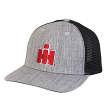 Load image into Gallery viewer, IH Heather Grey Twill & Black Mesh Back Trucker Cap