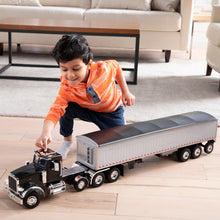 Load image into Gallery viewer, 1/16 BIG ROADS Lights & Sounds Black Peterbilt Model 367 With Grain Trailer