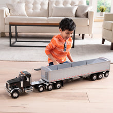 Load image into Gallery viewer, 1/16 BIG ROADS Lights & Sounds Black Peterbilt Model 367 With Grain Trailer