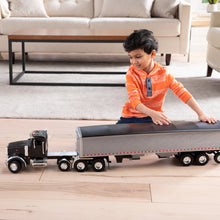 Load image into Gallery viewer, 1/16 BIG ROADS Lights & Sounds Black Peterbilt Model 367 With Grain Trailer