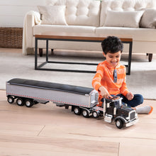 Load image into Gallery viewer, 1/16 BIG ROADS Lights & Sounds Black Peterbilt Model 367 With Grain Trailer