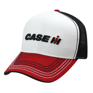 Case IH Logo White Front, Red Peak, Mesh Trucker Cap