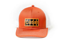 Load image into Gallery viewer, Case Tread Logo Leather Emblem Hat, Orange with Tan Mesh
