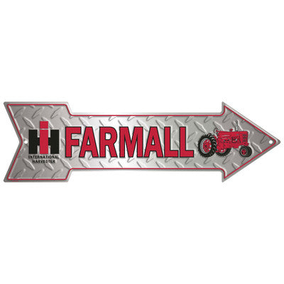 IH Farmall Diamond Plate Arrow Tin Sign