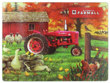 Load image into Gallery viewer, IH Farmall Super M Tractor with Animals Glass Cutting Board, 15.5in x 11.75in
