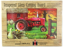 Load image into Gallery viewer, IH Farmall Super M Tractor with Animals Glass Cutting Board, 15.5in x 11.75in
