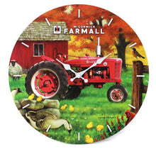 Load image into Gallery viewer, IH Farmall Super M Tractor in Farm Scene MDF Clock, 13.5in Round
