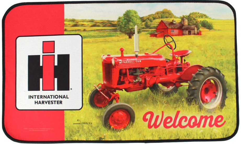 IH Farmall Cub Tractor in Field Scene Welcome Mat, 30in x 17.75in
