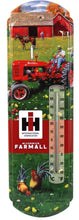 Load image into Gallery viewer, IH Farmall C Tractor in Farm Scene Metal Thermometer, 5.125in x 17.375in
