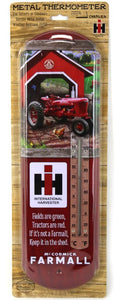 IH McCormick Farmall H Tractor Scene Metal Thermometer, 5.125in x 17.375in