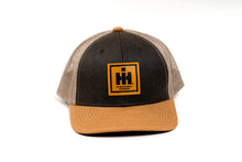 Load image into Gallery viewer, IH Leather Emblem Brown &amp; Tan Trucker Hat
