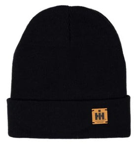 IH Knit Hat, Black with Leather Emblem