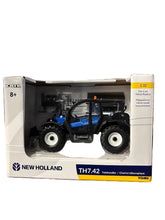 Load image into Gallery viewer, 1/32 New Holland Blue TH7.42 Telehandler with (3) Attachments by ERTL
