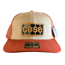 Load image into Gallery viewer, Case Tread Logo Leather Emblem Hat, Orange Mesh
