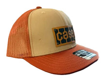 Load image into Gallery viewer, Case Tread Logo Leather Emblem Hat, Orange Mesh
