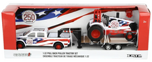 Load image into Gallery viewer, 1/32 Case IH Stars &amp; Stripes Pulling Tractor with Pickup Truck &amp; Gooseneck Trailer
