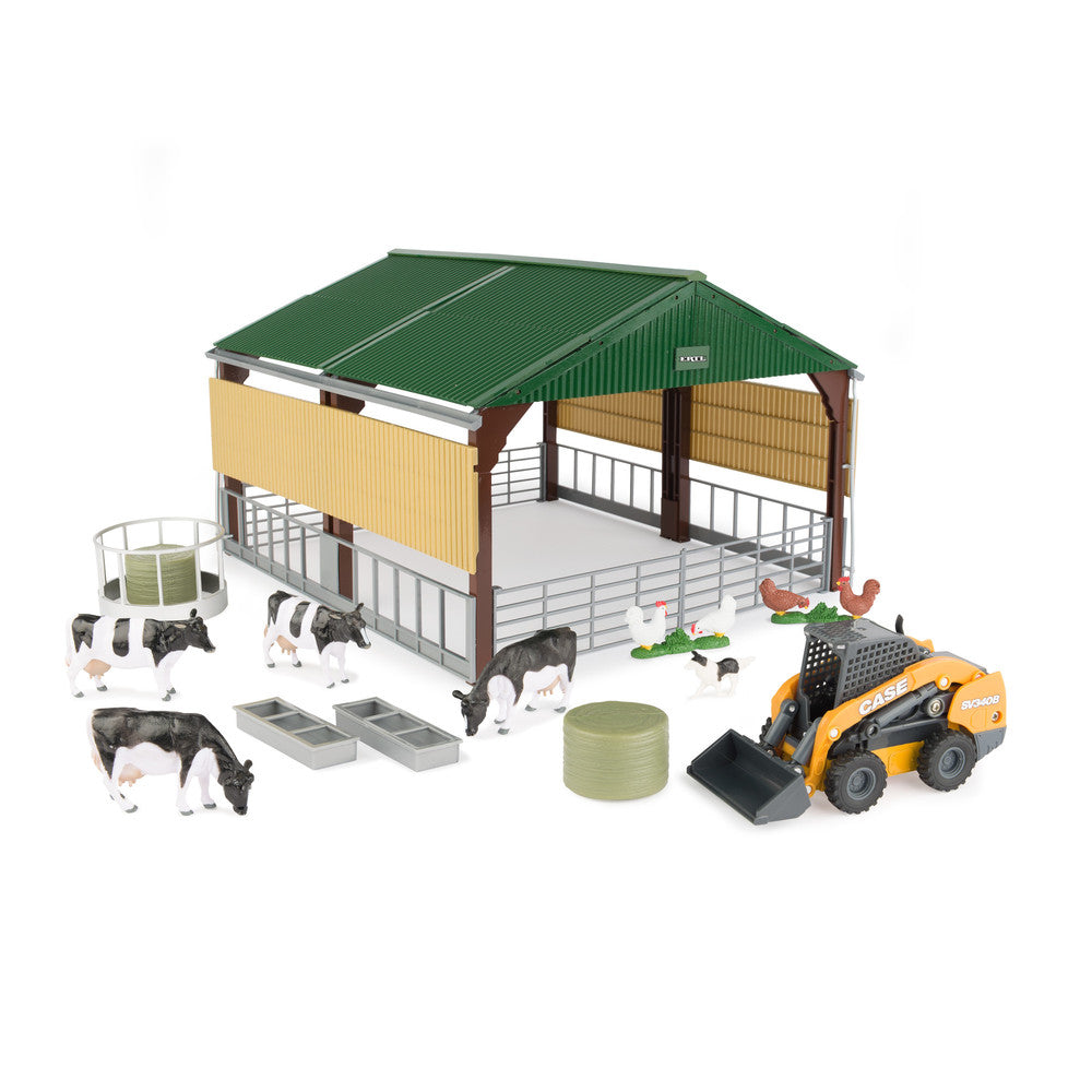 1/32 SV340B Skid Steer Loader with Livestock Building and Accessories