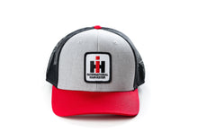 Load image into Gallery viewer, International Harvester IH Logo Hat, Gray with Red Brim and Black Mesh Back
