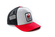 Load image into Gallery viewer, International Harvester IH Logo Hat, Gray with Red Brim and Black Mesh Back
