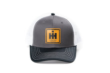 Load image into Gallery viewer, IH Leather Emblem Hat, Gray with White Mesh Back and Black Brim
