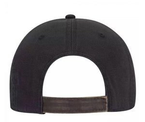 IH Leather Emblem Hat, Black with Oil Distressed Brim