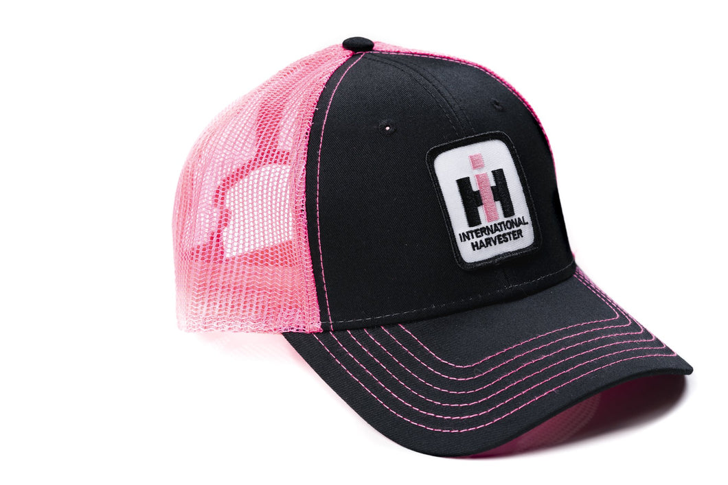 Ladies International Harvester Logo Hat, Black with Pink Mesh Back