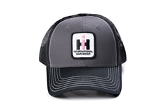 Load image into Gallery viewer, Ladies International Harvester Logo Hat, Pink IH Logo on Gray and Black Mesh Hat
