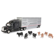 Load image into Gallery viewer, 1/32 Peterbilt Semi with Livestock Trailer and Cattle
